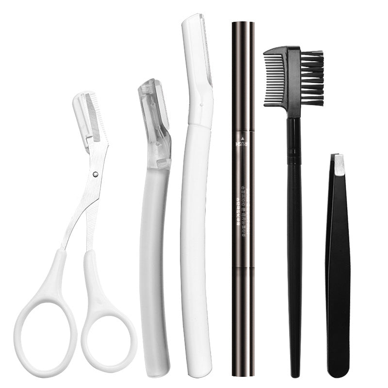 Stainless Steel Eyebrow Tweezers and Dual-Head Brush Set