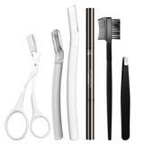 Stainless Steel Eyebrow Tweezers and Dual-Head Brush Set
