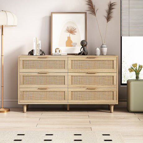 Drawers Rattan Storage Cabinet Rattan Drawer,for Bedroom,Living Room,Natural