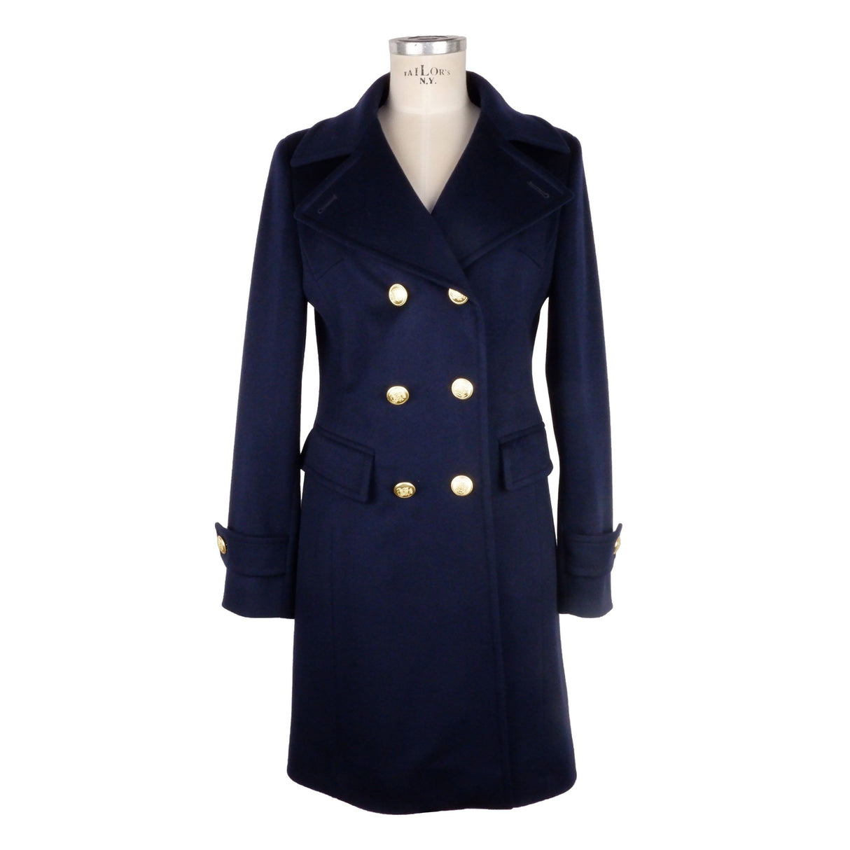 Made in Italy Brown Wool Vergine Coat Dark Blue - Women's