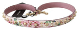 Dolce & Gabbana Pink Floral Leather Stud Accessory Shoulder Strap