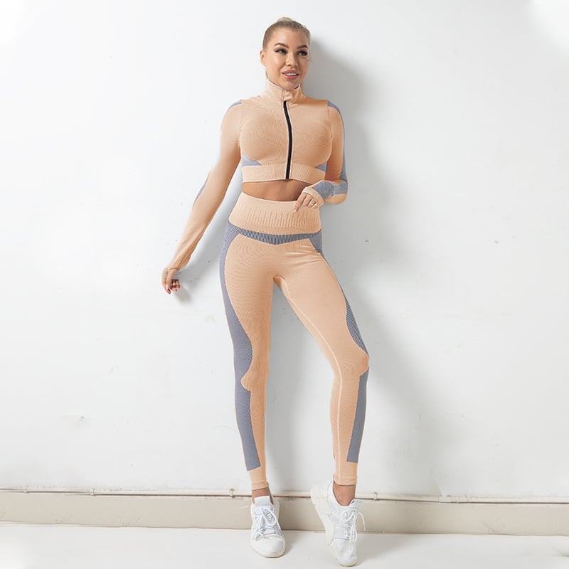 Seamless Jacket Zipper Suit for Fitness Yoga Wear