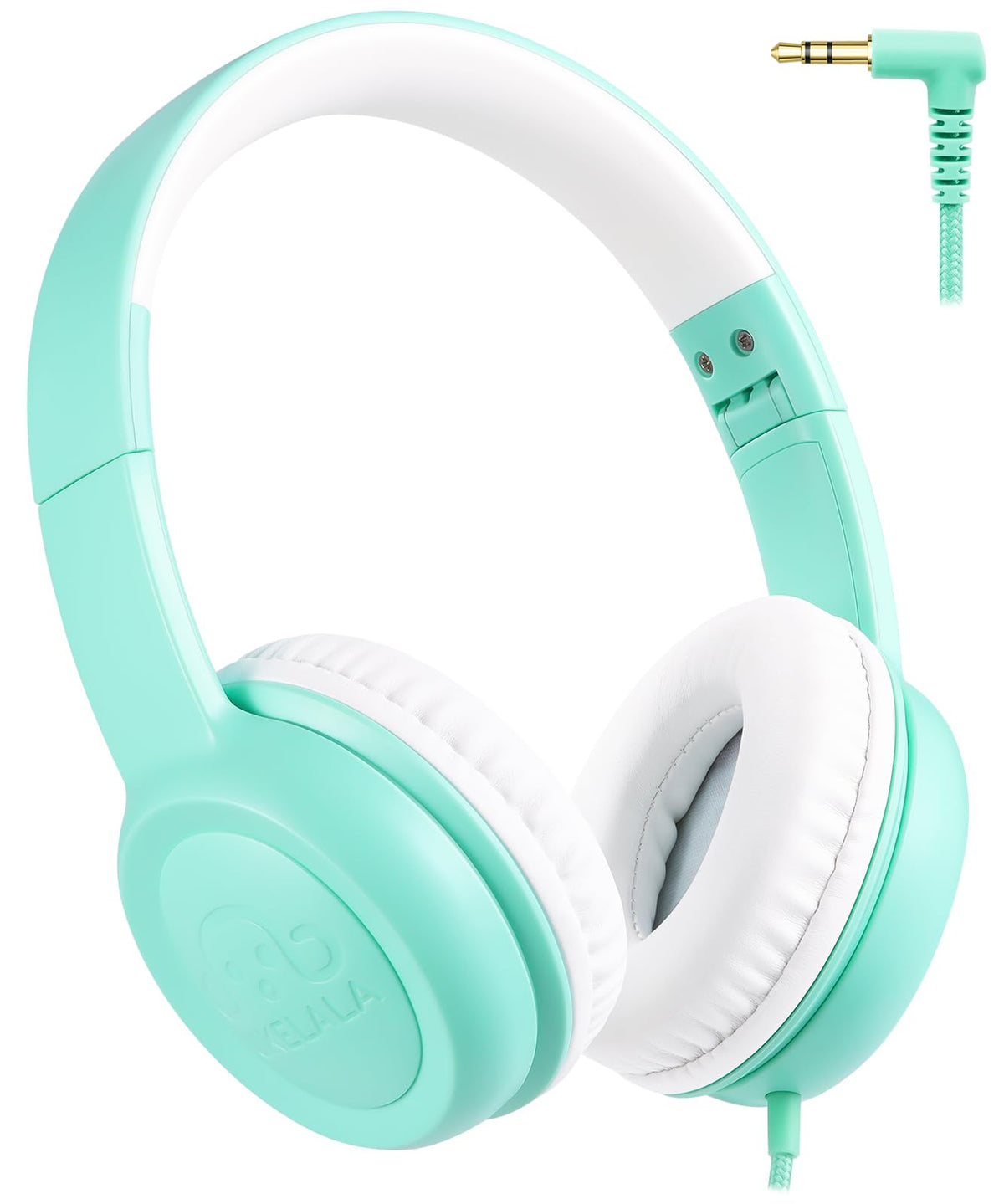 UKELALA C3 Kids Headphones Wired On-Ear Wired Headphones for Boys Girls with 3.5mm Jack Foldable Adjustable Headband Child Headphones for School Home Airplane Tablet Teal