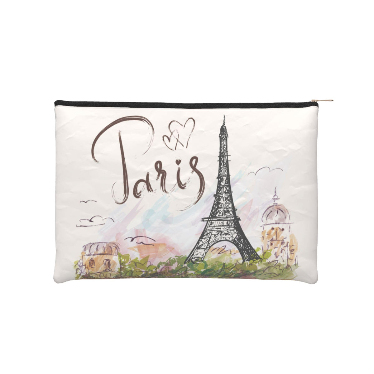 iapodiad Eiffel Tower Cosmetic Bag Personalized Small Makeup Bag for Women Zipper Pouch Organizer Bags Gift Idea