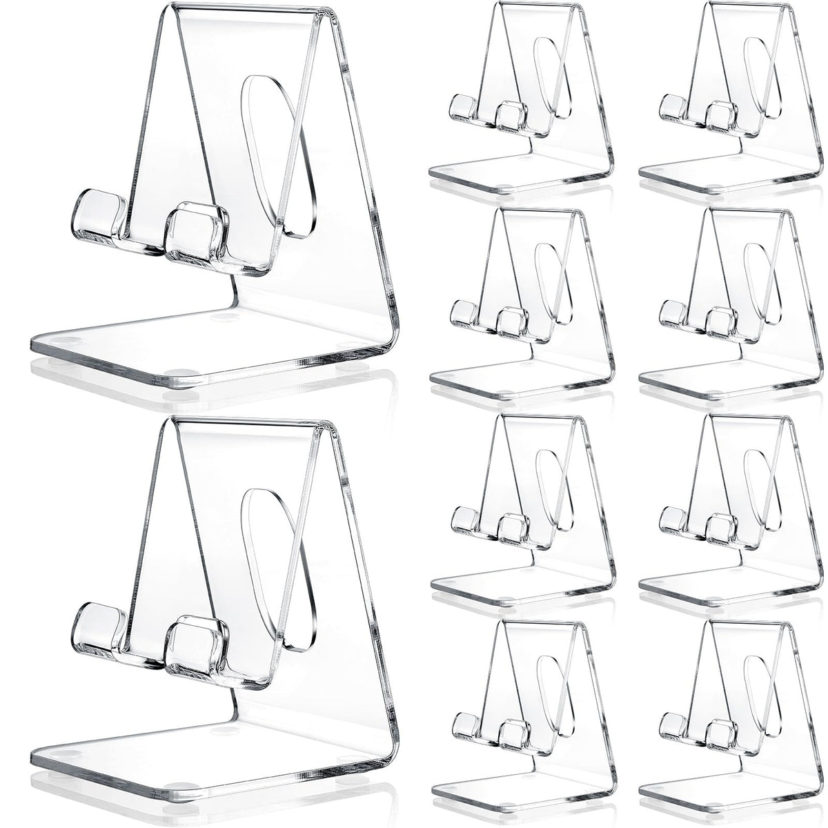 Suzile 10 Pcs Acrylic Cell Phone Stand Portable Clear Phone Holder Transparent Acrylic Phone Stand for Smartphone Accessories Office Desk