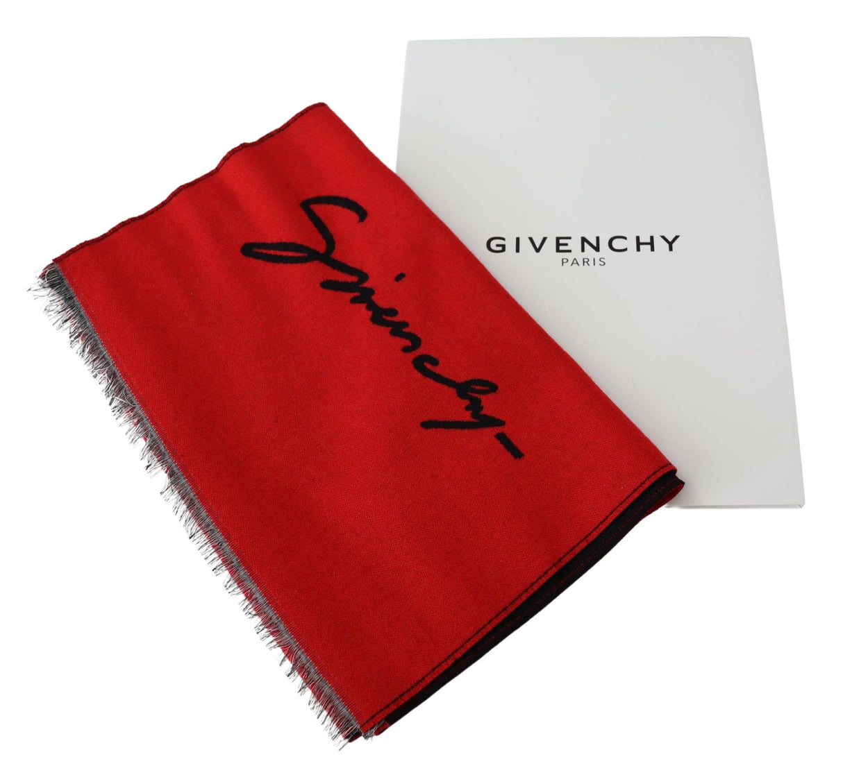 Givenchy Elegant Red Wool Blend Unisex Scarf