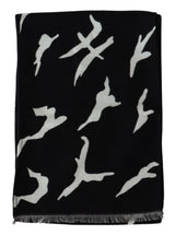 Givenchy Elegant Unisex Wool-Silk Scarf in Black & White