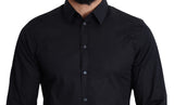 Dolce & Gabbana Blue Cotton Formal GOLD Dress Shirt