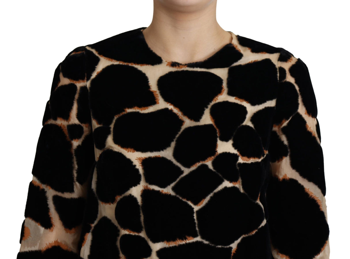 Dolce & Gabbana Chic Giraffe Print Shift Mini Dress