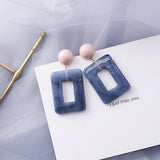 Trendy Blue Gray Geometric Earrings - Fashionable Accessory