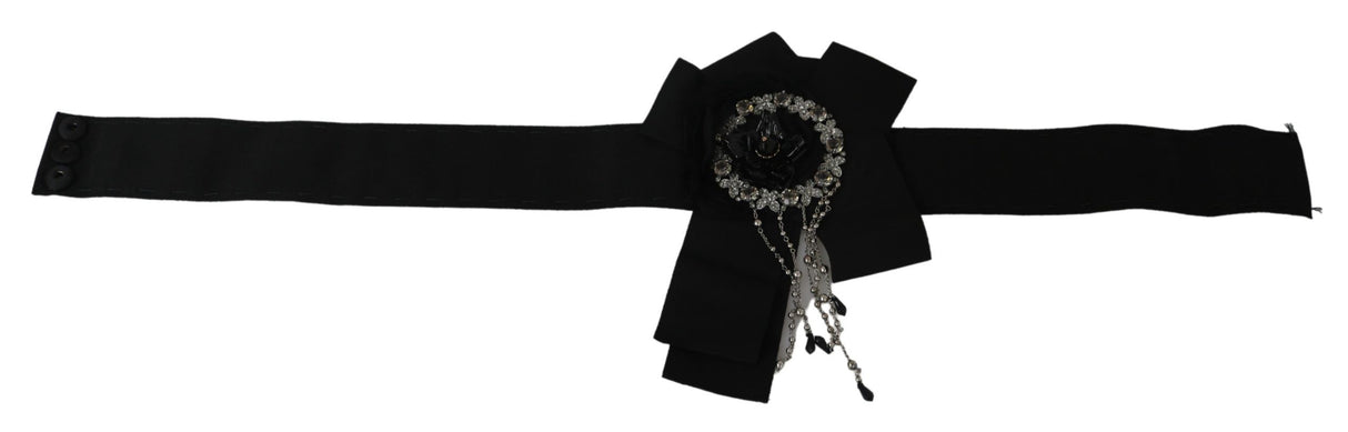 Dolce & Gabbana Elegant Black Crystal Waist Belt