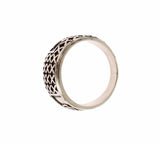 Nialaya Elegant Silver Band with Black Accents