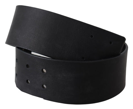 GF Ferre Elegant Solid Black Leather Belt