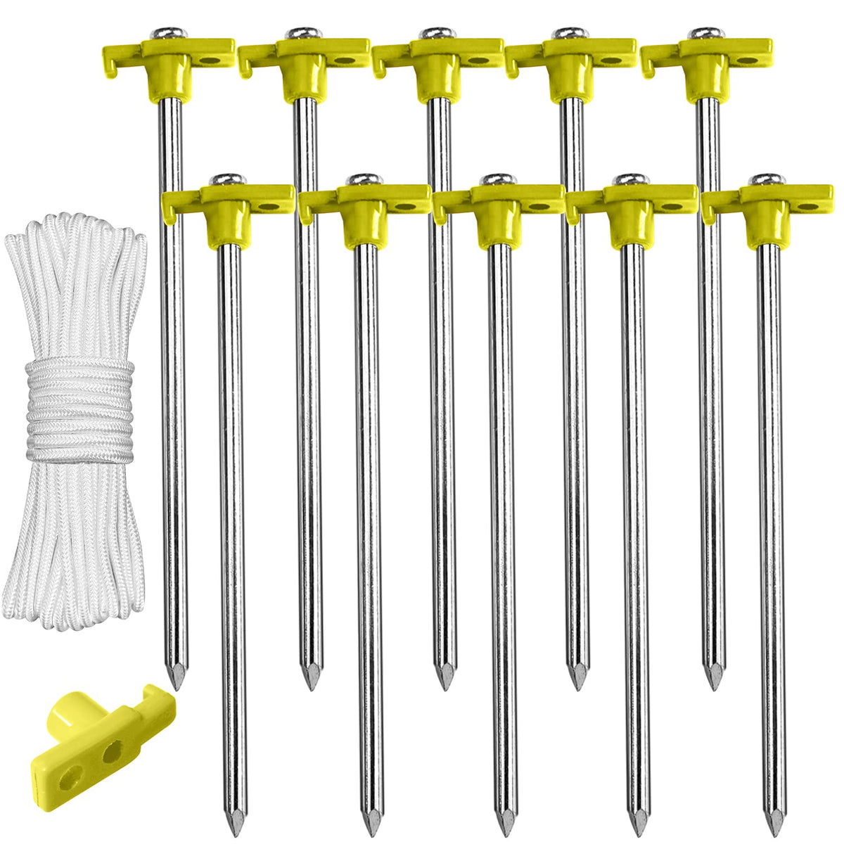 ABCCANOPY Tent Stakes 8" Camping Tent Stakes 10pc-Pack (Yellow)