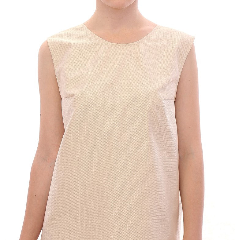 Andrea Incontri Elegant Beige Shift Sleeveless Dress