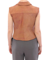 La Maison du Couturier Sleeveless Leather Couture Vest in Rich Brown