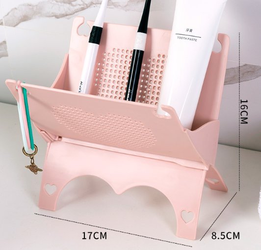 Foldable Desktop Organizer Rack for Bathroom Storage