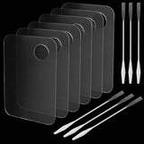 JAPCHET 6 PCS Acrylic Makeup Palette Clear Makeup Palette Mixer with Spatula Makeup Palette Mixer Tray for Painting Makeup and Art Craft