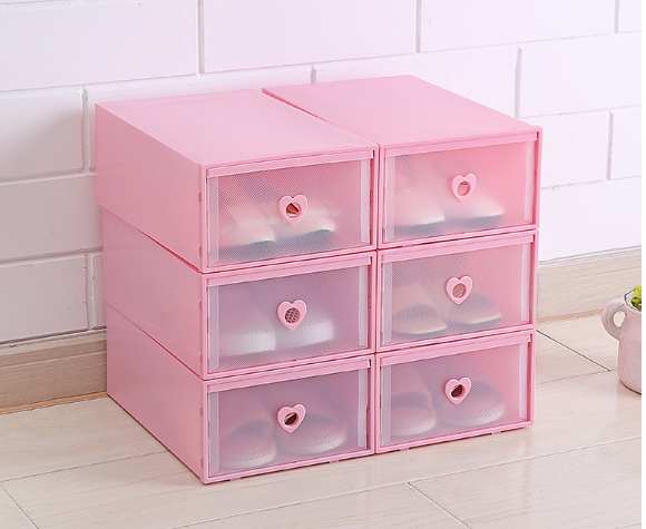6-Pack Thick Transparent Drawer Shoe Storage Boxes