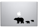 Bear Family Animal Decal Vinyl Decorative Sticker for Wall Car Laptop Bike Helmet Appliance Instrument Motorcycle (Black 6")