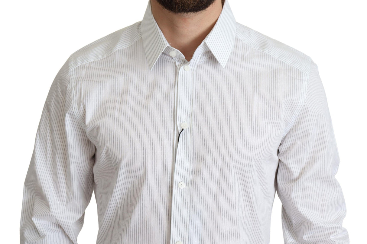 Dolce & Gabbana Elegant Striped Gold Dress Shirt