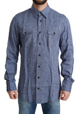 Dolce & Gabbana Elegant Striped Linen Button-Down Shirt