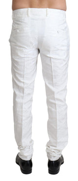 Dolce & Gabbana Elegant White Brocade Dress Pants