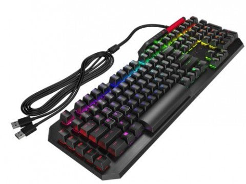 HP KEYBOARD OMEN GAMING BY HP SEQUENCER USB, INDIVIDUALLY BACKLIT KEYS OFFER UP TO 16.8 MILLION RGB COLORS TO CHOOSE FROM WITH UNIQUE EFFECTS, ALL CUSTOMIZABLE FROM OMEN COMMAND CENTER, BLACK