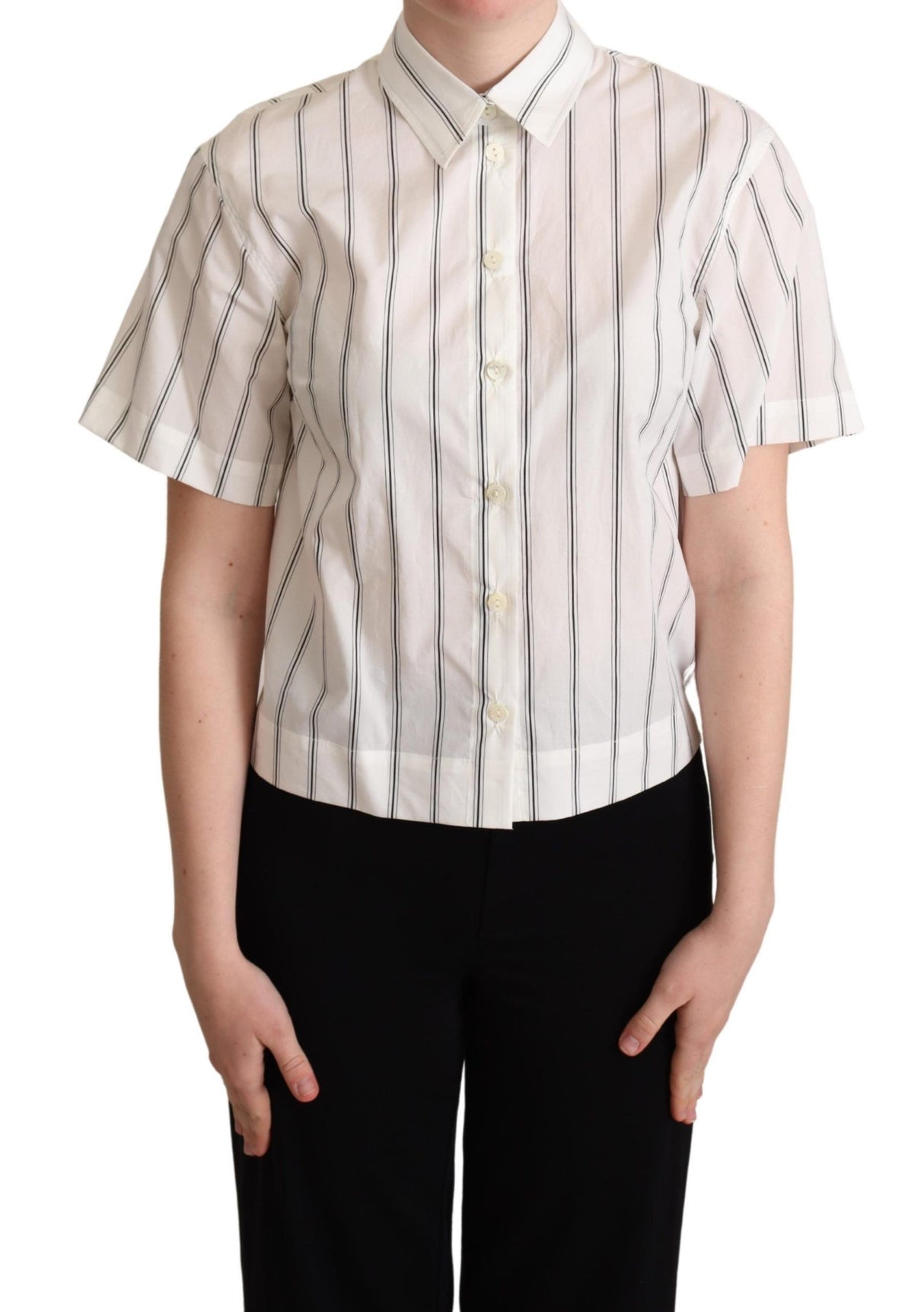 Dolce & Gabbana Elegant Striped Cotton Polo Top