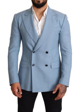 Dolce & Gabbana Elegant Blue Cashmere-Silk Men's Blazer