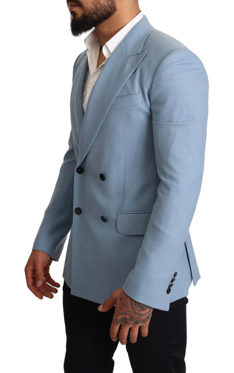 Dolce & Gabbana Elegant Blue Cashmere-Silk Men's Blazer