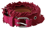 Ermanno Scervino Elegant Maroon Double Buckle Leather Belt