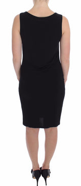 Roccobarocco Elegant Black Sheath Jersey Knee-Length Dress