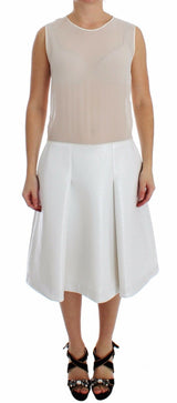 Koonhor Elegant White Silk-Wool Blend Tank Dress