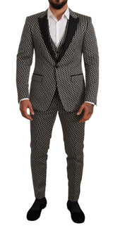 Dolce & Gabbana Dark Gray Check 3 Piece Set MARTINI Suit