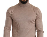 Dolce & Gabbana Beige Turtleneck Cashmere-Silk Blend Sweater