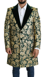 Dolce & Gabbana Elegant Gold Green Jacquard Sicilia Jacket