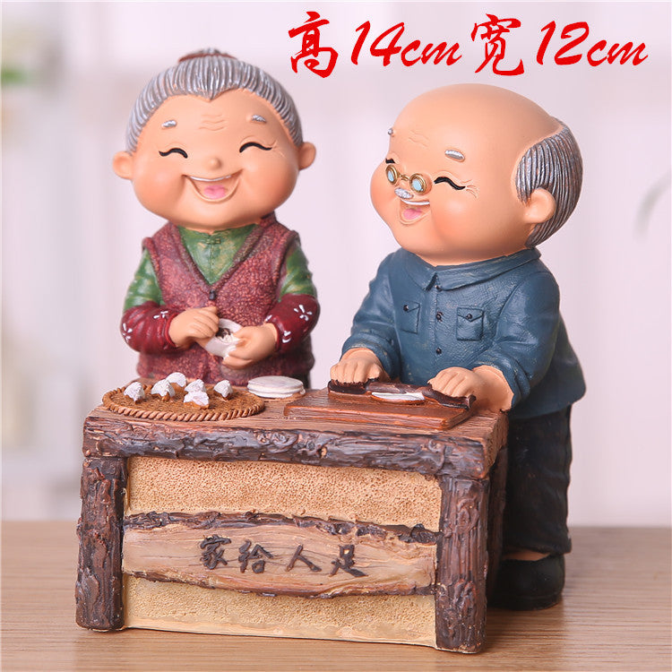 Creative Elderly Couple Figurine for Home Decor Gift