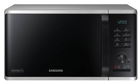 SAMSUNG MICROWAVE MG23 GRILL 23L, 800W, GRILL 1100W, TACT CONTROL, CERAMIC INSIDE / ANTI-BACTERIAL, 20 PROGRAMS HEALTHY COOK, 6 POWER LEVEL, AUTO DEFROST, STS SILVER & BLACK GLASS