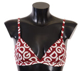 Dolce & Gabbana Red Cotton Logo Printed Designer Bra