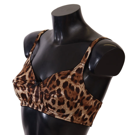 Dolce & Gabbana Elegant Silk Leopard Print Bra