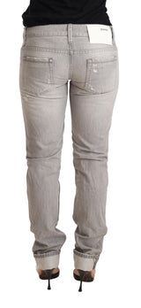 Acht Chic Slim Fit Tattered Gray Wash Jeans