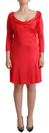 John Galliano Elegant Red Knee-Length Sheath Dress