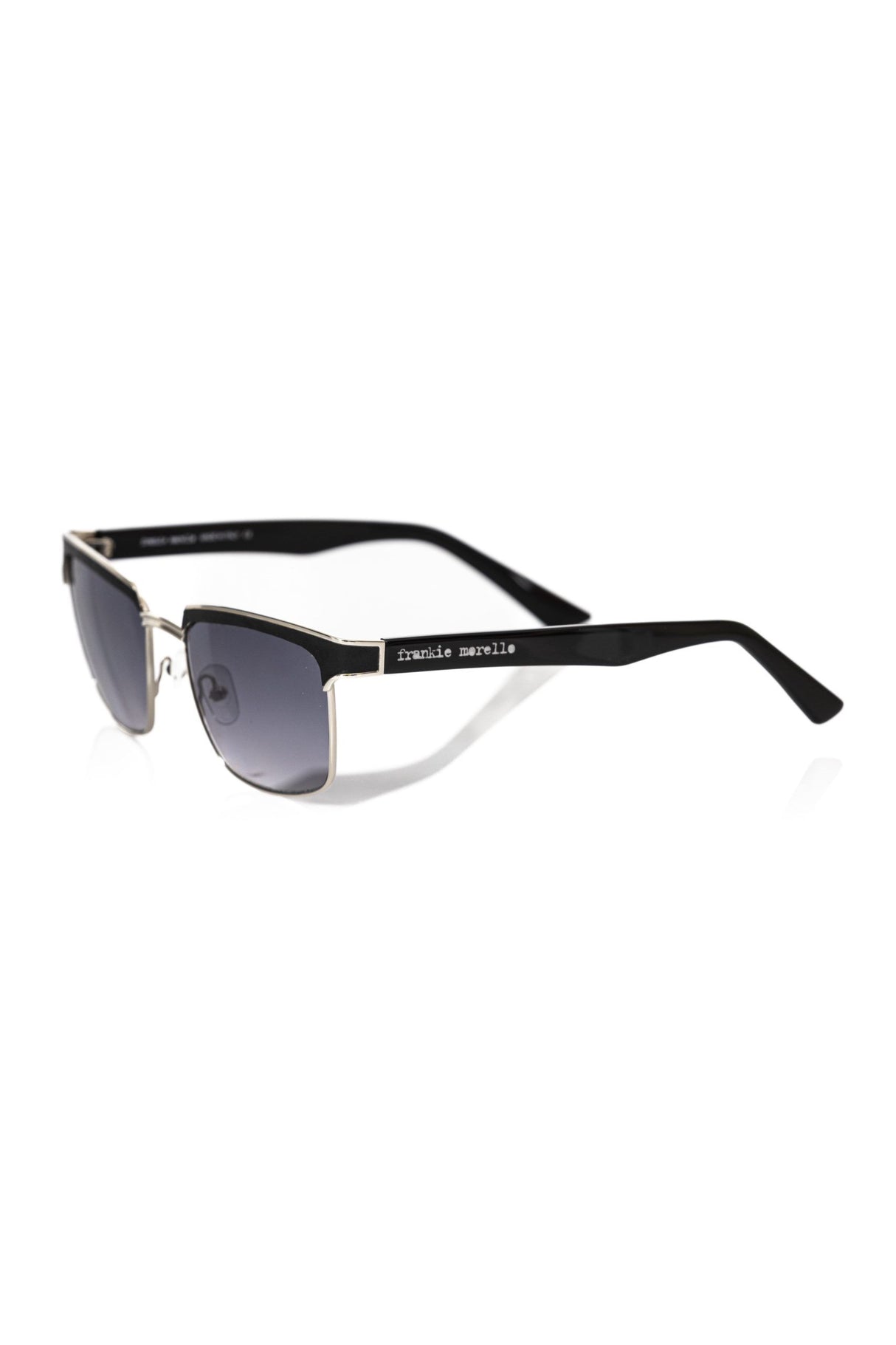 Frankie Morello Black Metallic Fiber Men Sunglass