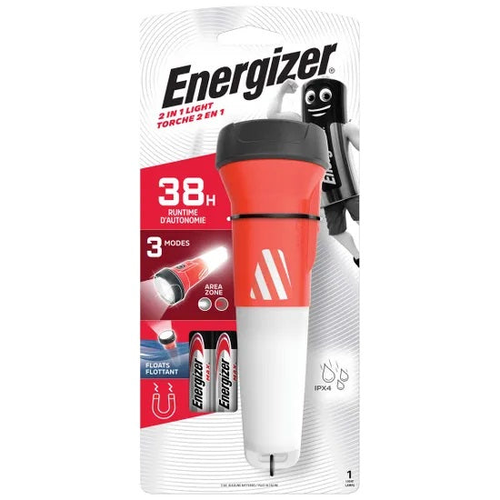 Energizer Outdoor 2in1 Floating Torch & Flashlight 90 Lumens IPX4 (2xAA Batteries Included)
