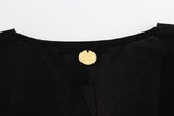 Roccobarocco Elegant Sleeveless Black Mini Dress with Gold Details