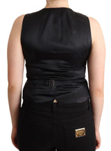 Dolce & Gabbana Elegant Black Vest Top with Button Detail