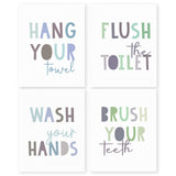 HRQKO Wash Your Hands Wall Art Poster Prints Set of 4 Green Bathroom Wall Decor Kids Bathroom Artwork Prints Posters Wall Decor Bathroom Set Prints for Nursery Bathroom 8”x10” Unframed (green)