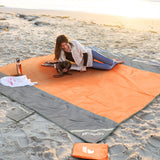 covacure Beach Blanket 118”X 108" - Extra Large Beach Blanket Waterproof Sandproof Fits for 8 Adults Oversized Beach Mat with 3 Zipper Pocket Outdoor Beach Accessories for Travel Camping Hiking
