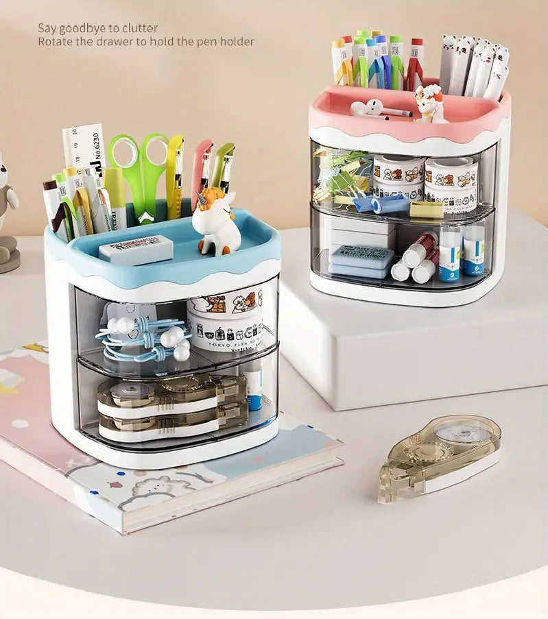 Cute Multi-color Transparent Pen Holder for Desk